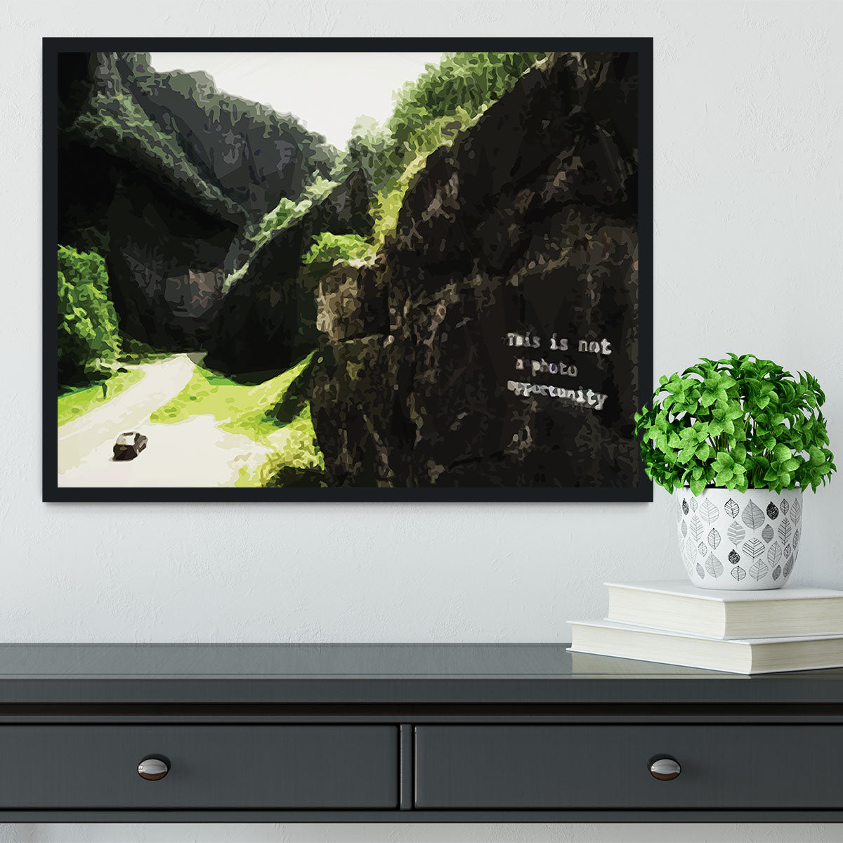 Banksy This is not a Photo Opportunity Cheddar Gorge Somerset Framed Print - Canvas Art Rocks - 2