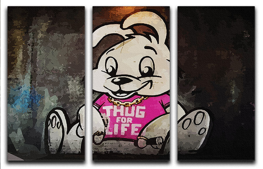 Banksy Thug For Life Bunny 3 Split Panel Canvas Print - Canvas Art Rocks - 1
