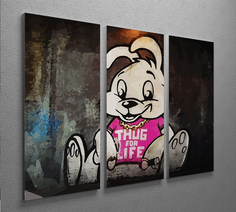 Banksy Thug For Life Bunny 3 Split Panel Canvas Print - Canvas Art Rocks - 2