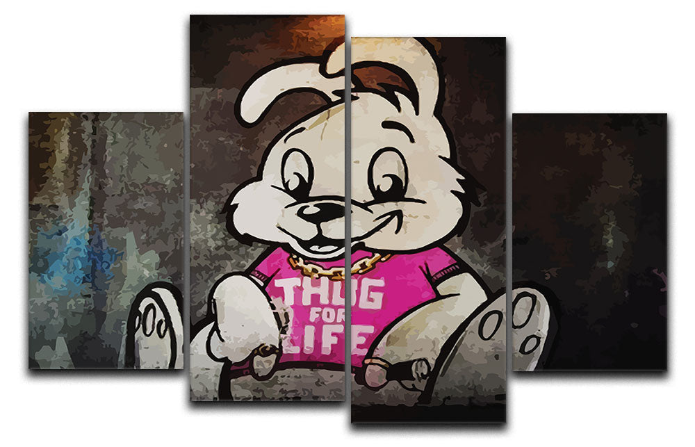 Banksy Thug For Life Bunny 4 Split Panel Canvas - Canvas Art Rocks - 1