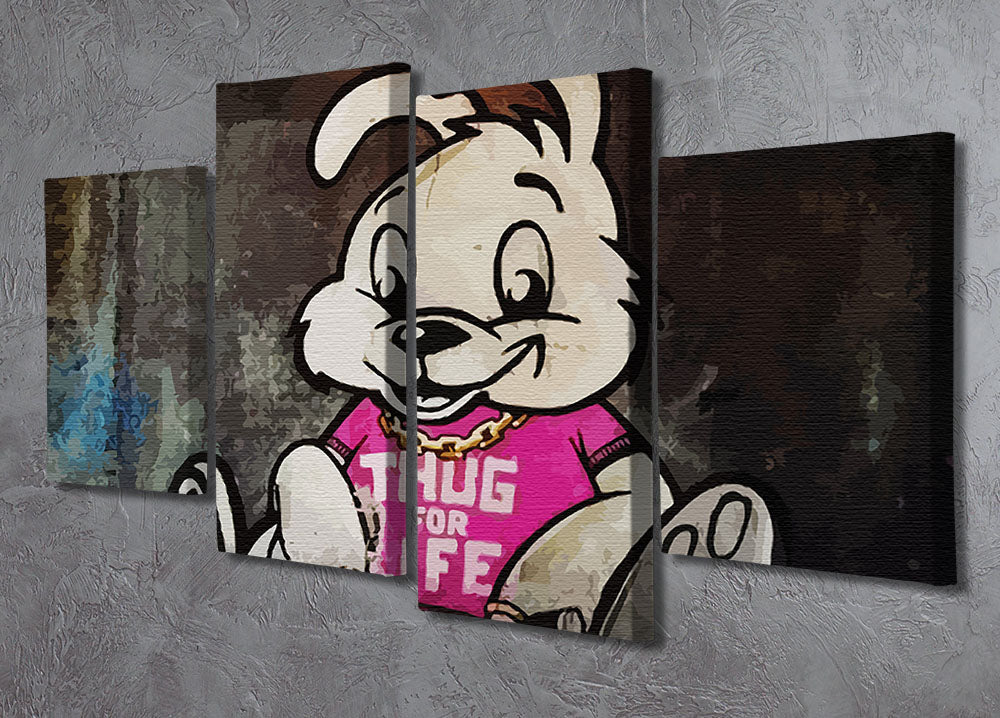 Banksy Thug For Life Bunny 4 Split Panel Canvas - Canvas Art Rocks - 2