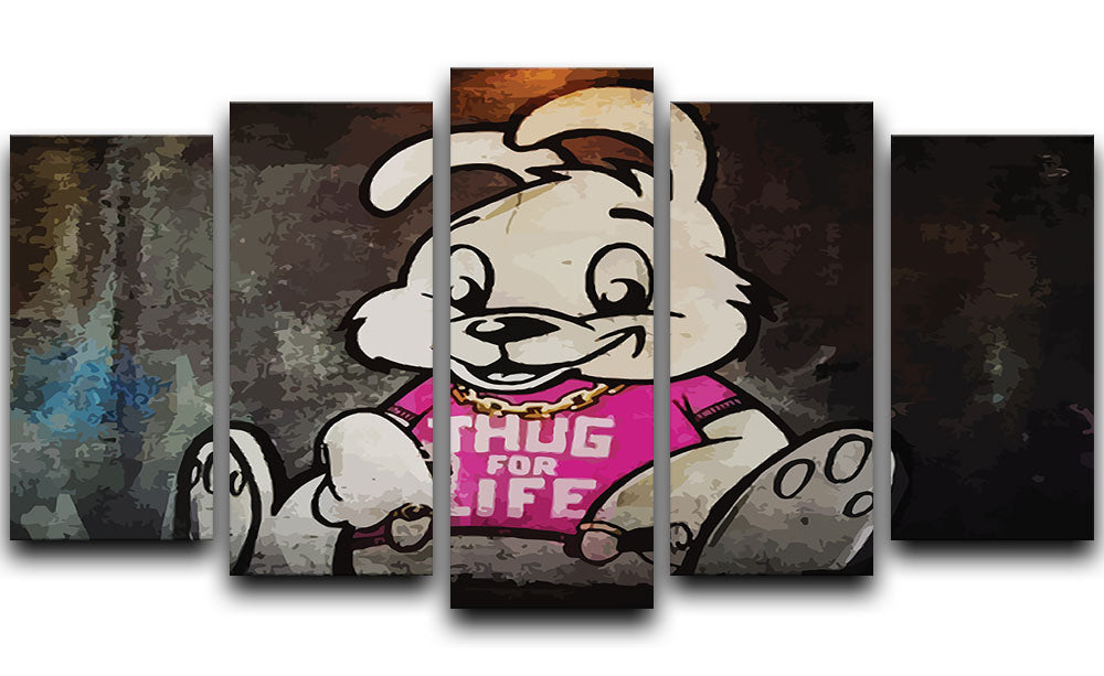 Banksy Thug For Life Bunny 5 Split Panel Canvas - Canvas Art Rocks - 1