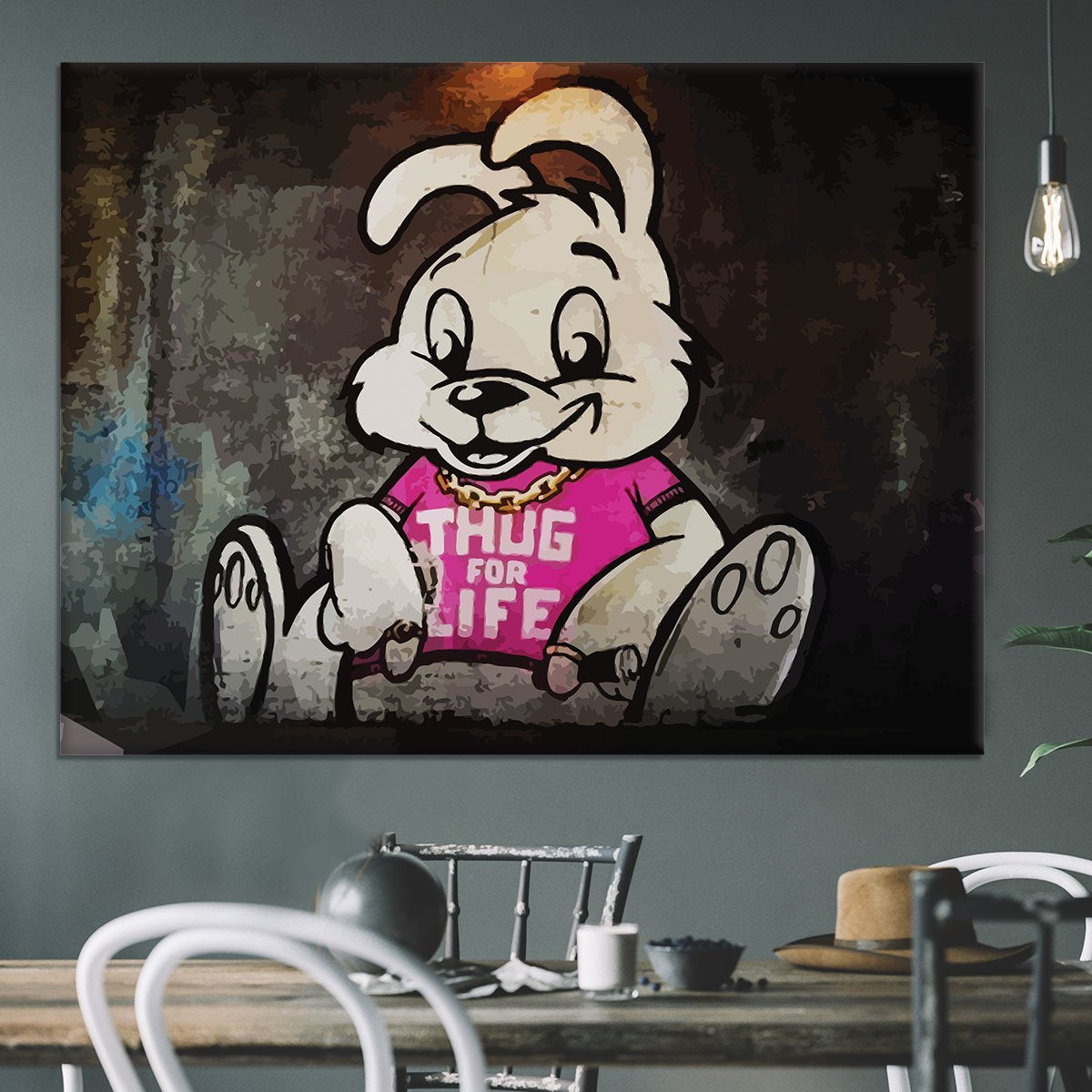 Banksy Thug For Life Bunny Canvas Print or Poster
