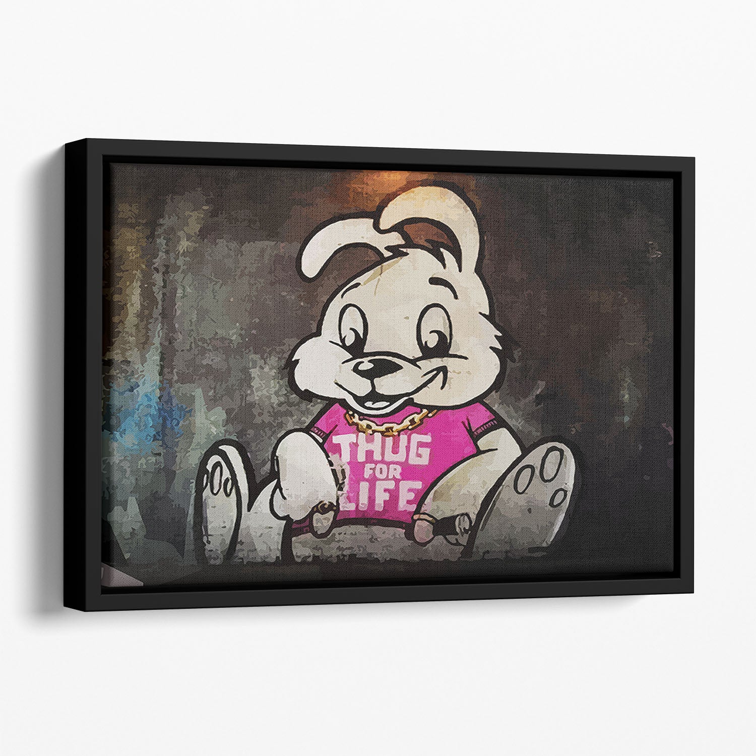 Banksy Thug For Life Bunny Floating Framed Canvas - Canvas Art Rocks - 1