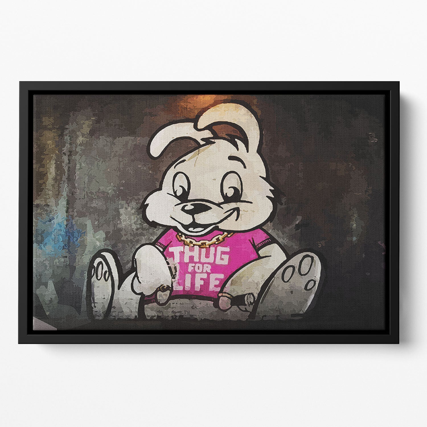 Banksy Thug For Life Bunny Floating Framed Canvas - Canvas Art Rocks - 2
