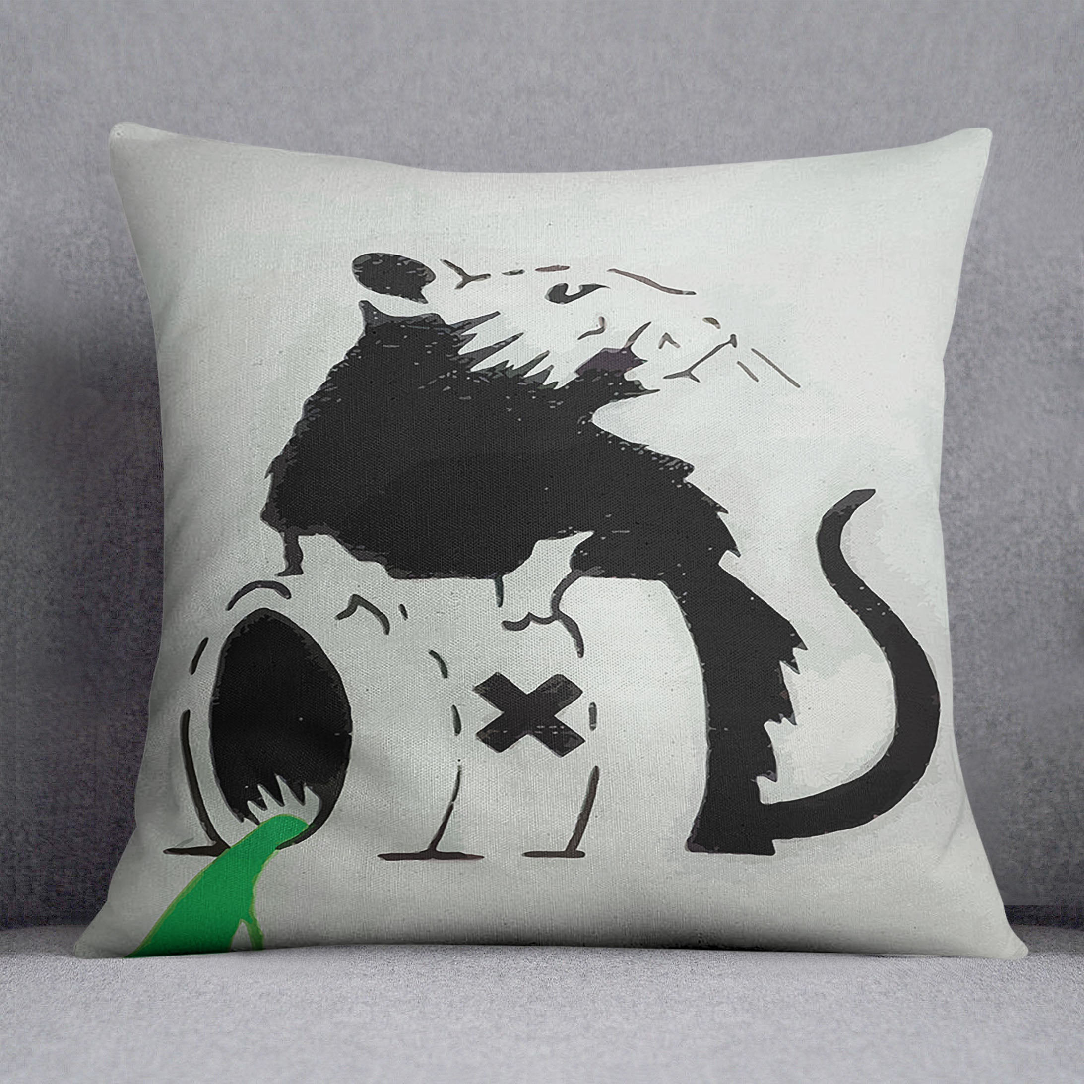 Banksy Toxic Rat Cushion - Canvas Art Rocks - 1