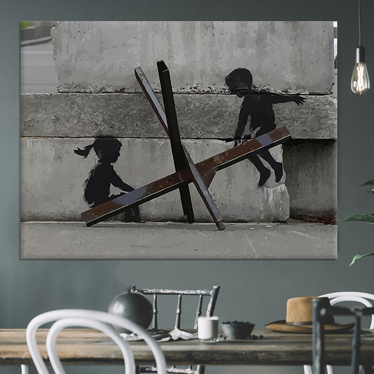 Banksy Ukraine Children Tank Trap See Saw Canvas Print or Poster