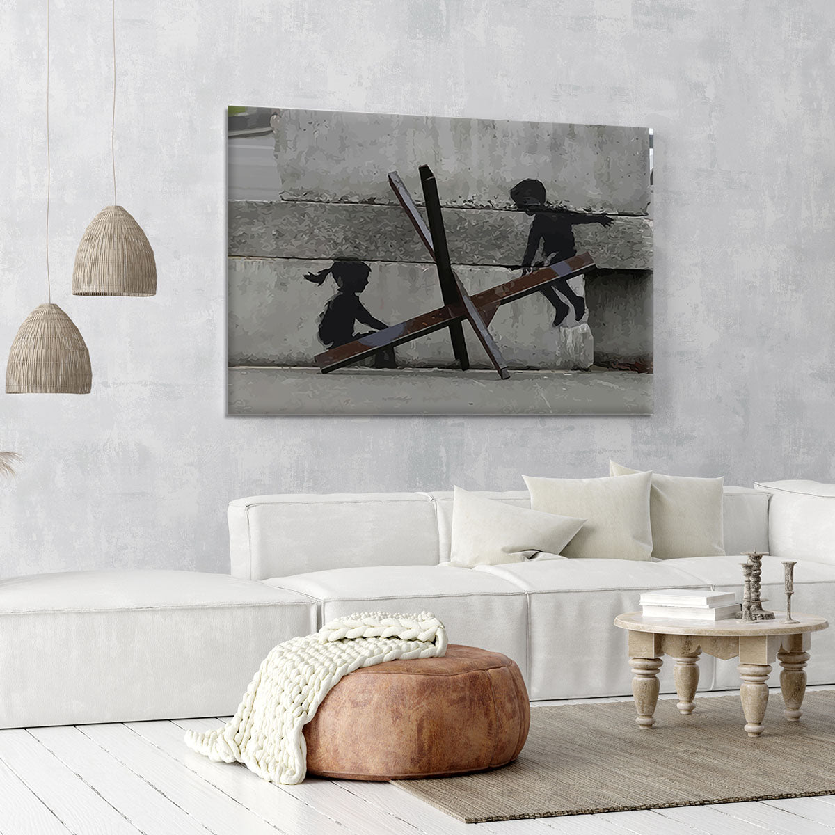 Banksy Ukraine Children Tank Trap See Saw Canvas Print or Poster
