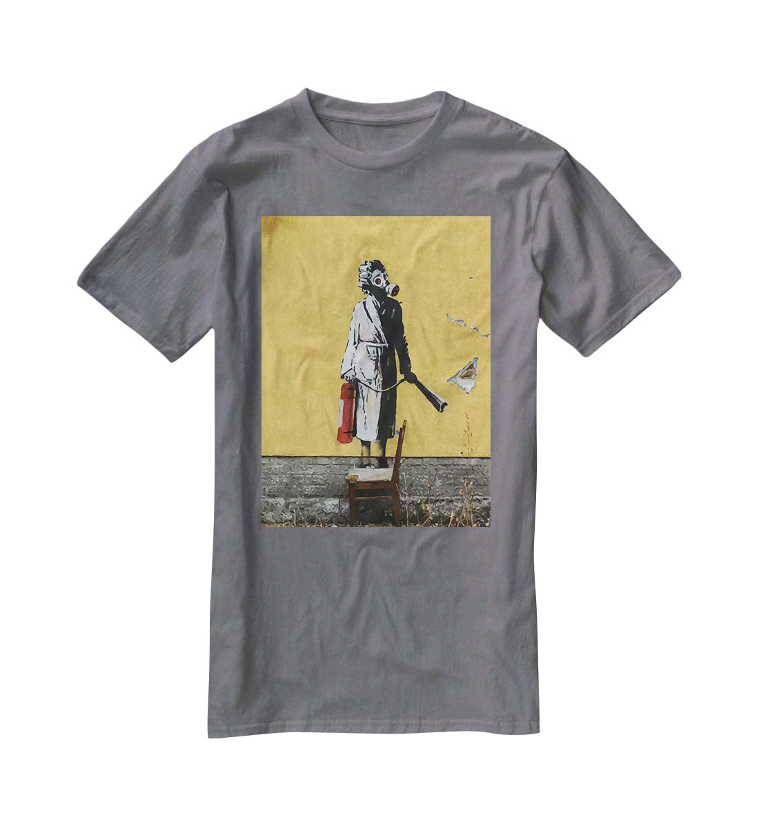 Banksy Ukraine Lady In Gas Mask T-Shirt - Canvas Art Rocks - 3