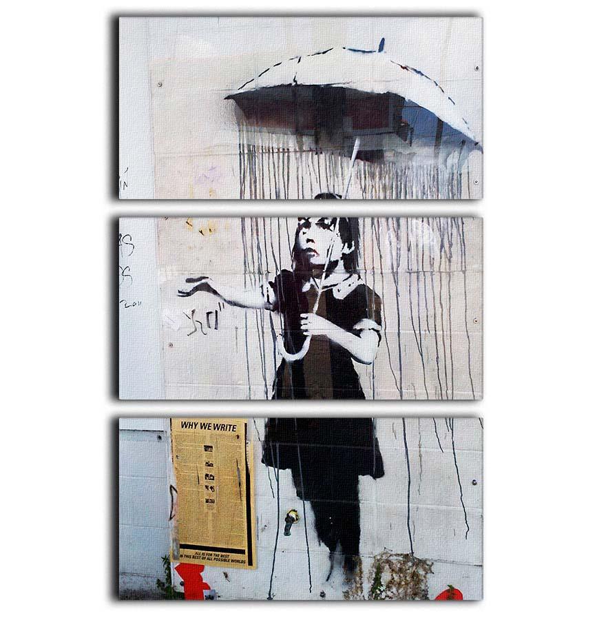Banksy Umbrella Girl 3 Split Panel Canvas Print - Canvas Art Rocks - 1