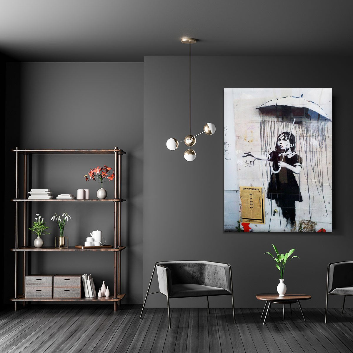 Banksy Umbrella Girl Canvas Print or Poster