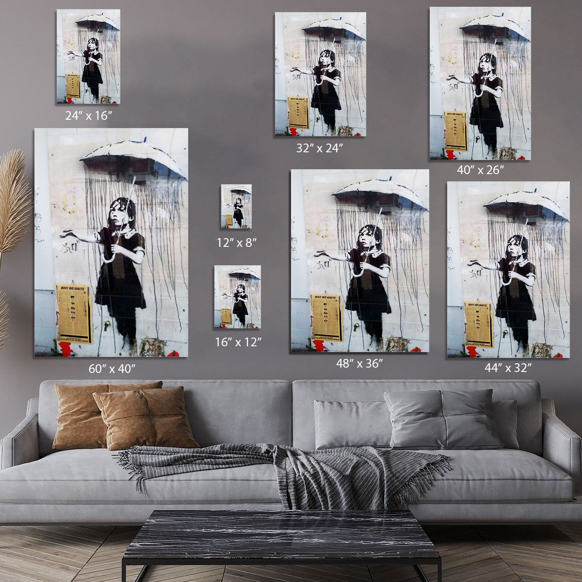 Banksy Umbrella Girl Canvas Print or Poster