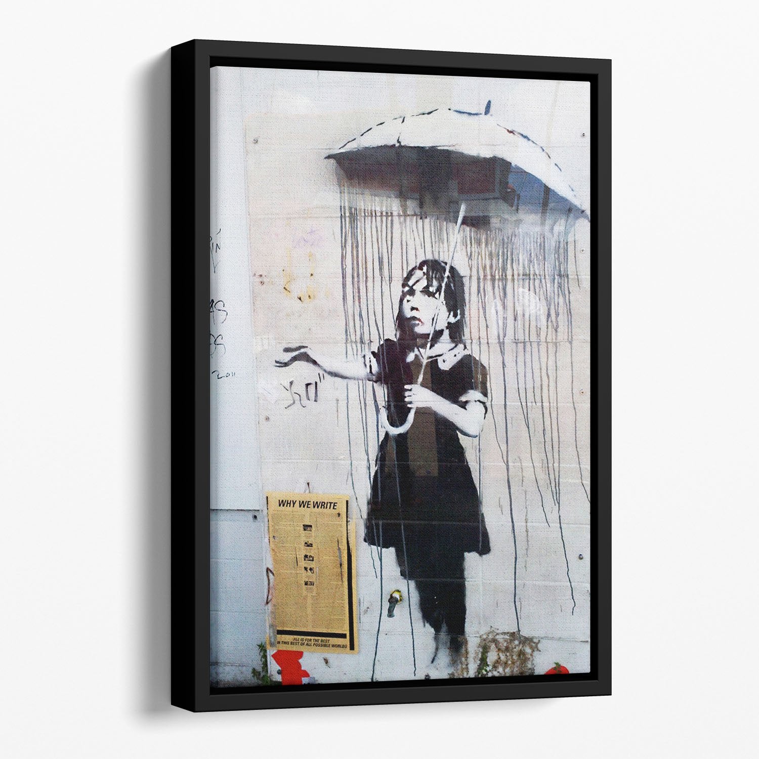 Banksy Umbrella Girl Floating Framed Canvas