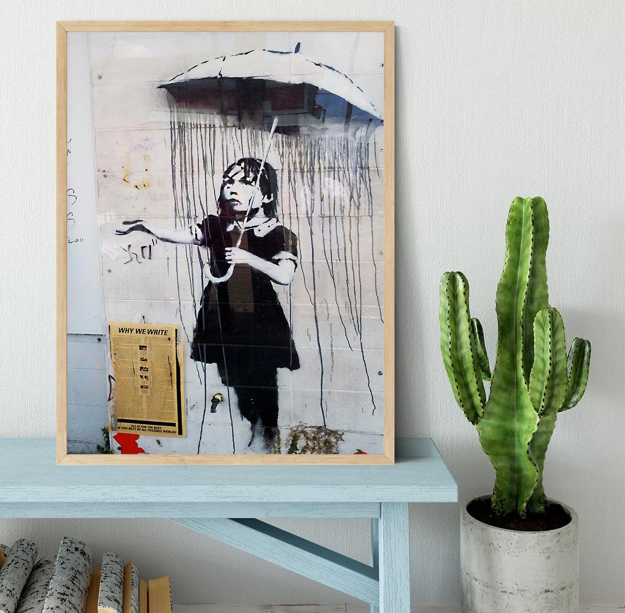 Banksy Umbrella Girl Framed Print - Canvas Art Rocks - 4