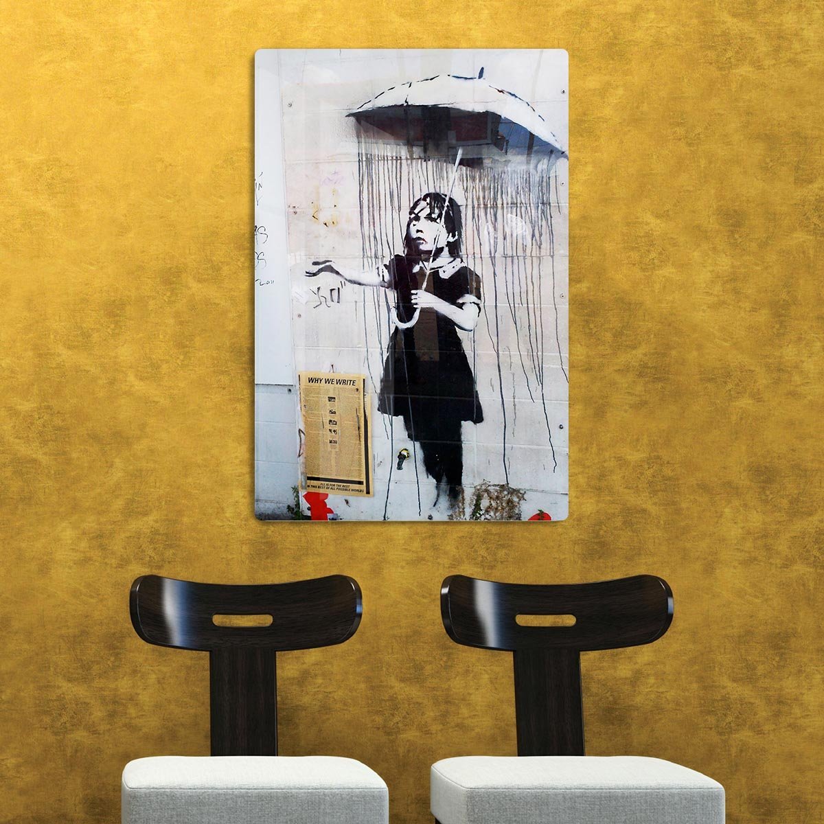 Banksy Umbrella Girl HD Metal Print