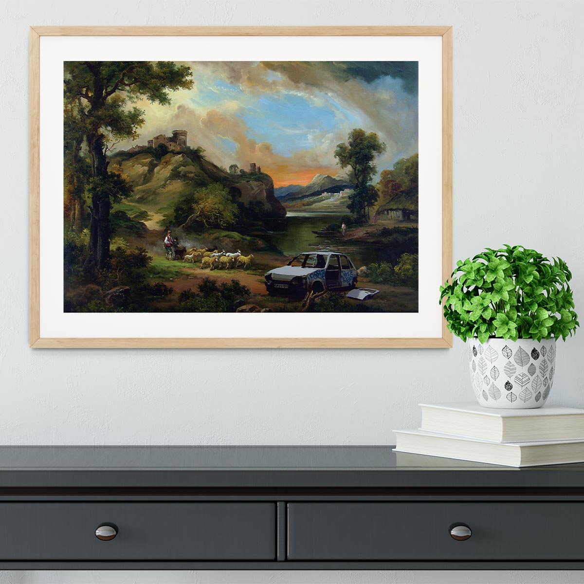 Banksy Vandalised Car Framed Print - Canvas Art Rocks - 3