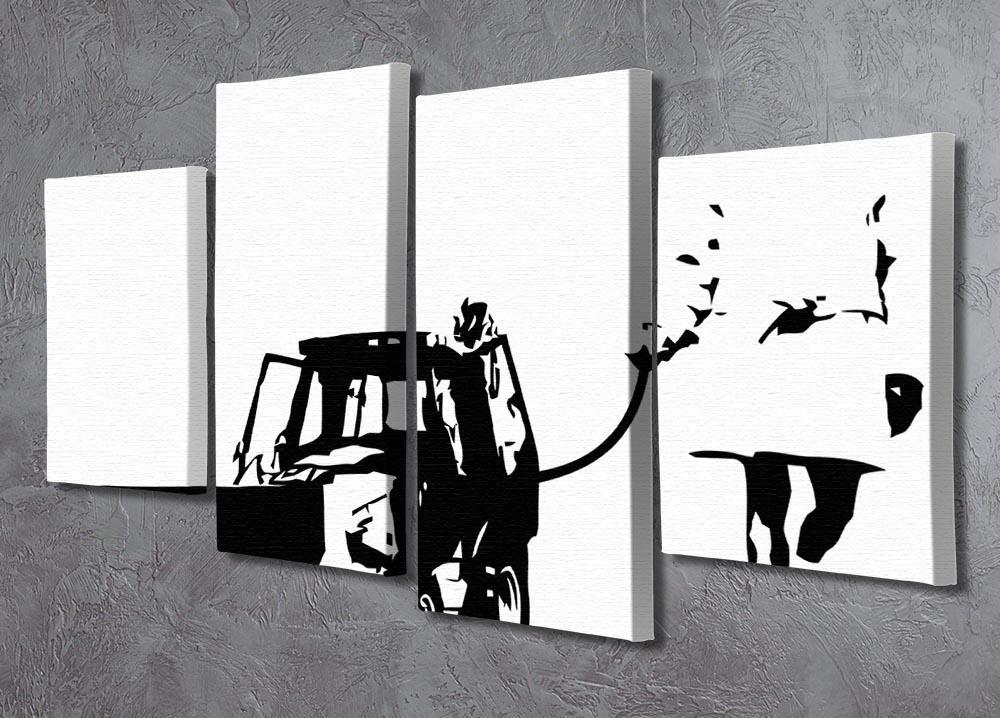 Banksy Walking The Cat 4 Split Panel Canvas - Canvas Art Rocks - 2