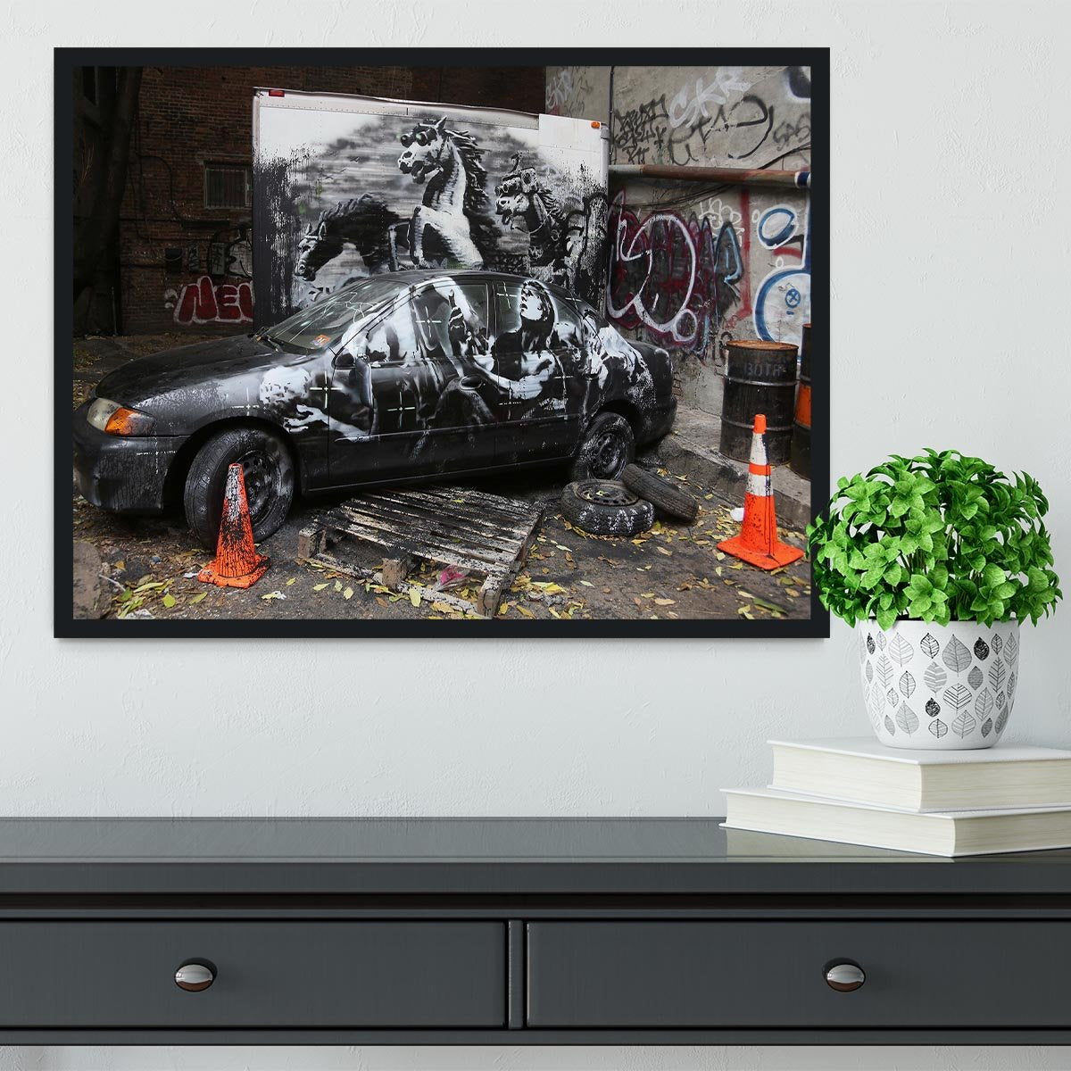 Banksy War Horse Framed Print - Canvas Art Rocks - 2