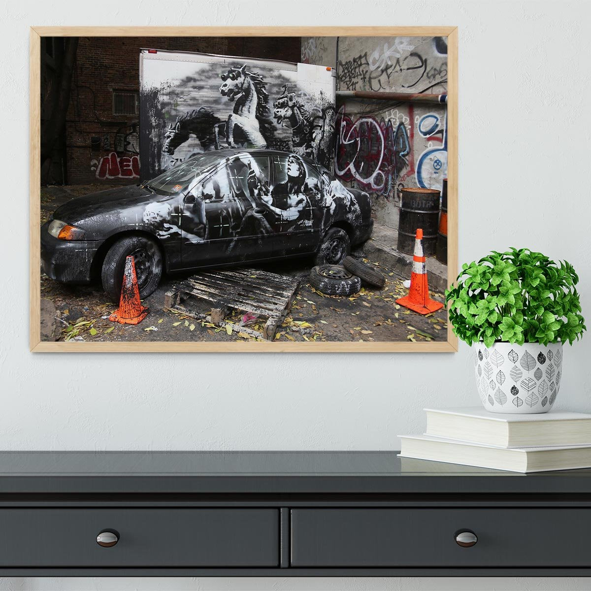 Banksy War Horse Framed Print - Canvas Art Rocks - 4