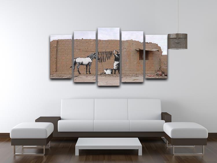 Banksy Washing Zebra Stripes 5 Split Panel Canvas - Canvas Art Rocks - 3