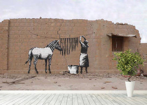 Banksy Washing Zebra Stripes Wall Mural Wallpaper - Canvas Art Rocks - 4