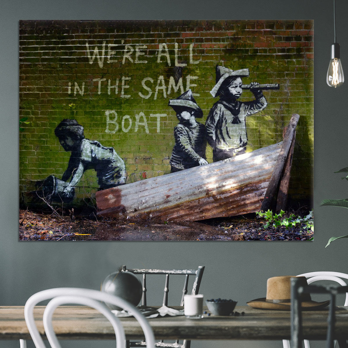 Banksy Were All In The Same Boat Canvas Print or Poster - Canvas Art Rocks - 3