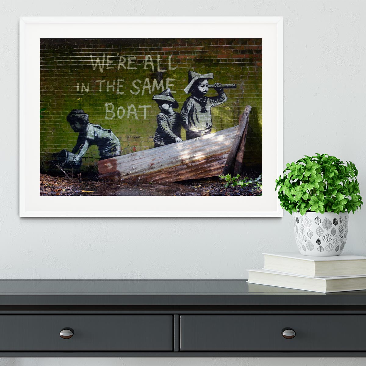 Banksy Were All In The Same Boat Framed Print - Canvas Art Rocks - 5