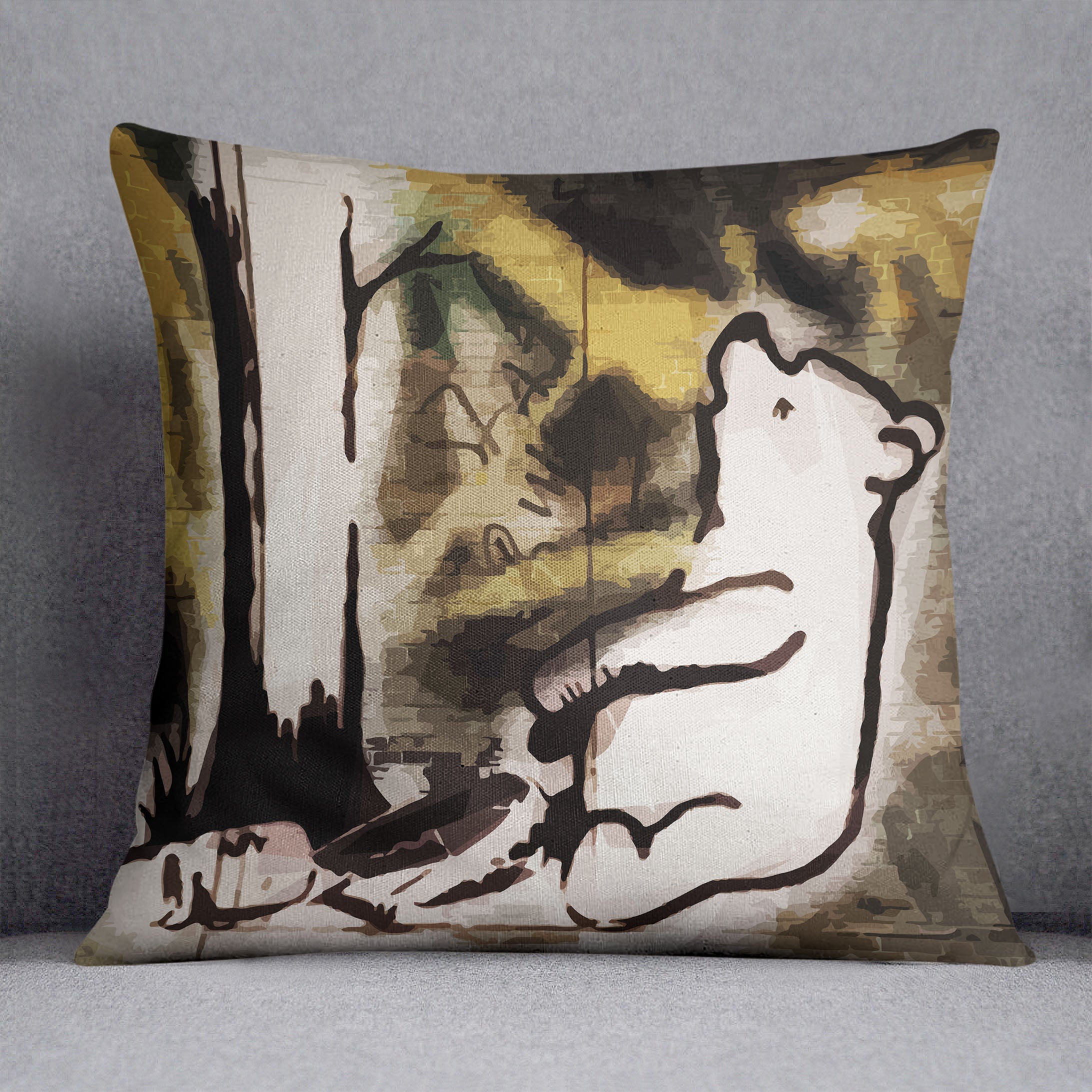 Banksy Winnie the Pooh Bear Trap Cushion - Canvas Art Rocks - 1
