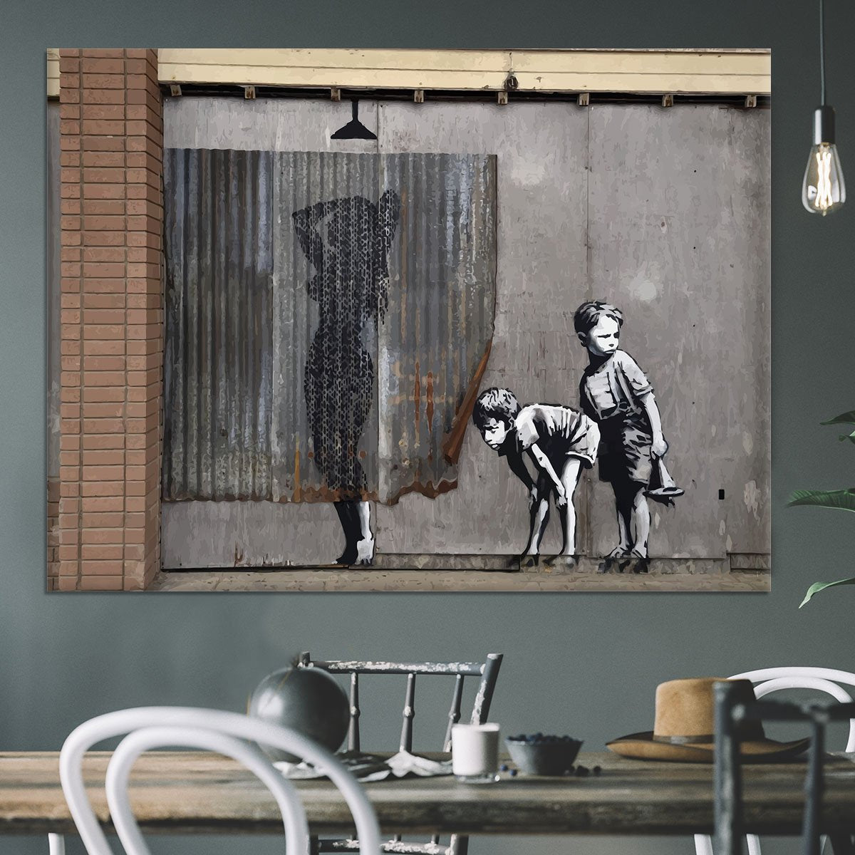 Banksy Woman In Shower Canvas Print or Poster