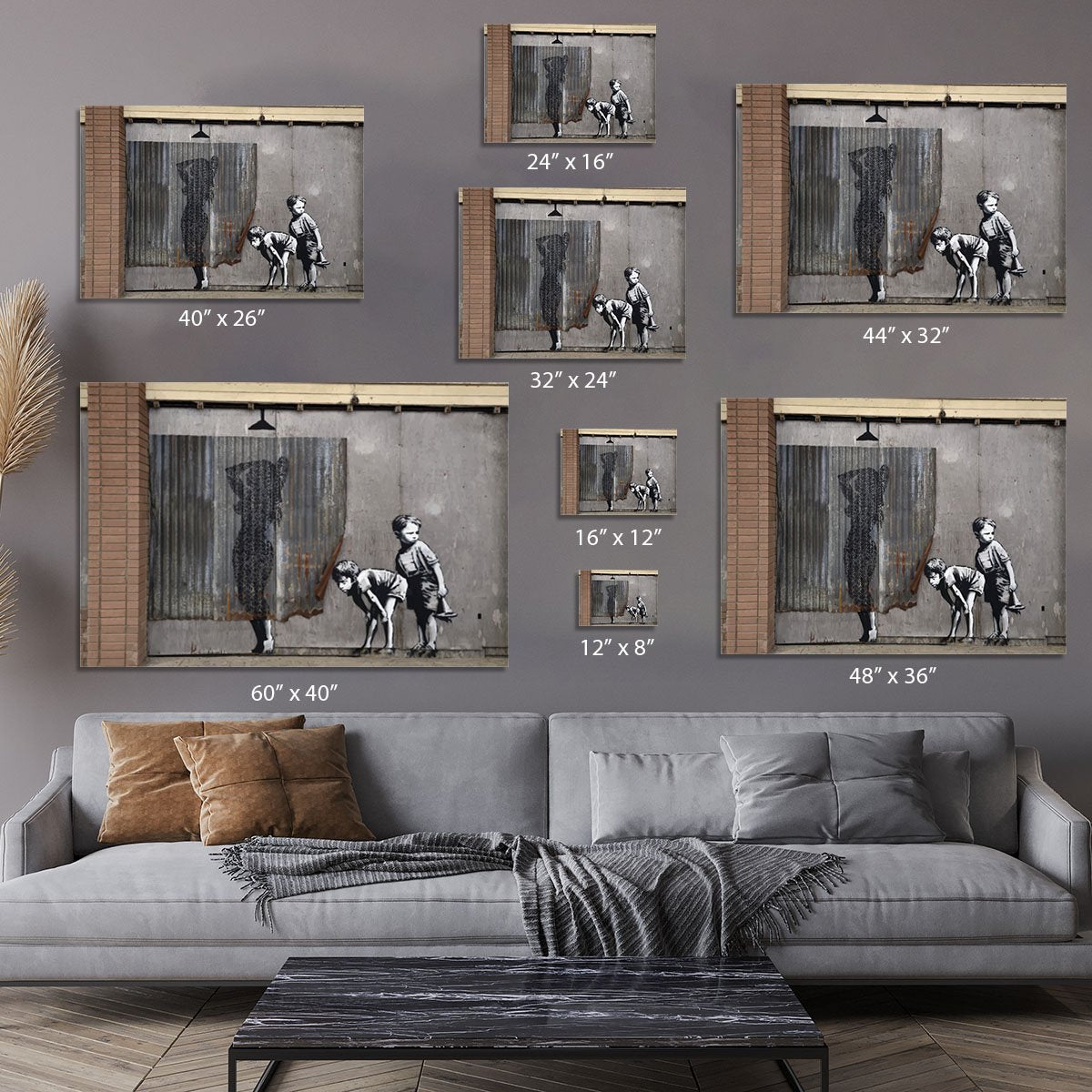 Banksy Woman In Shower Canvas Print or Poster