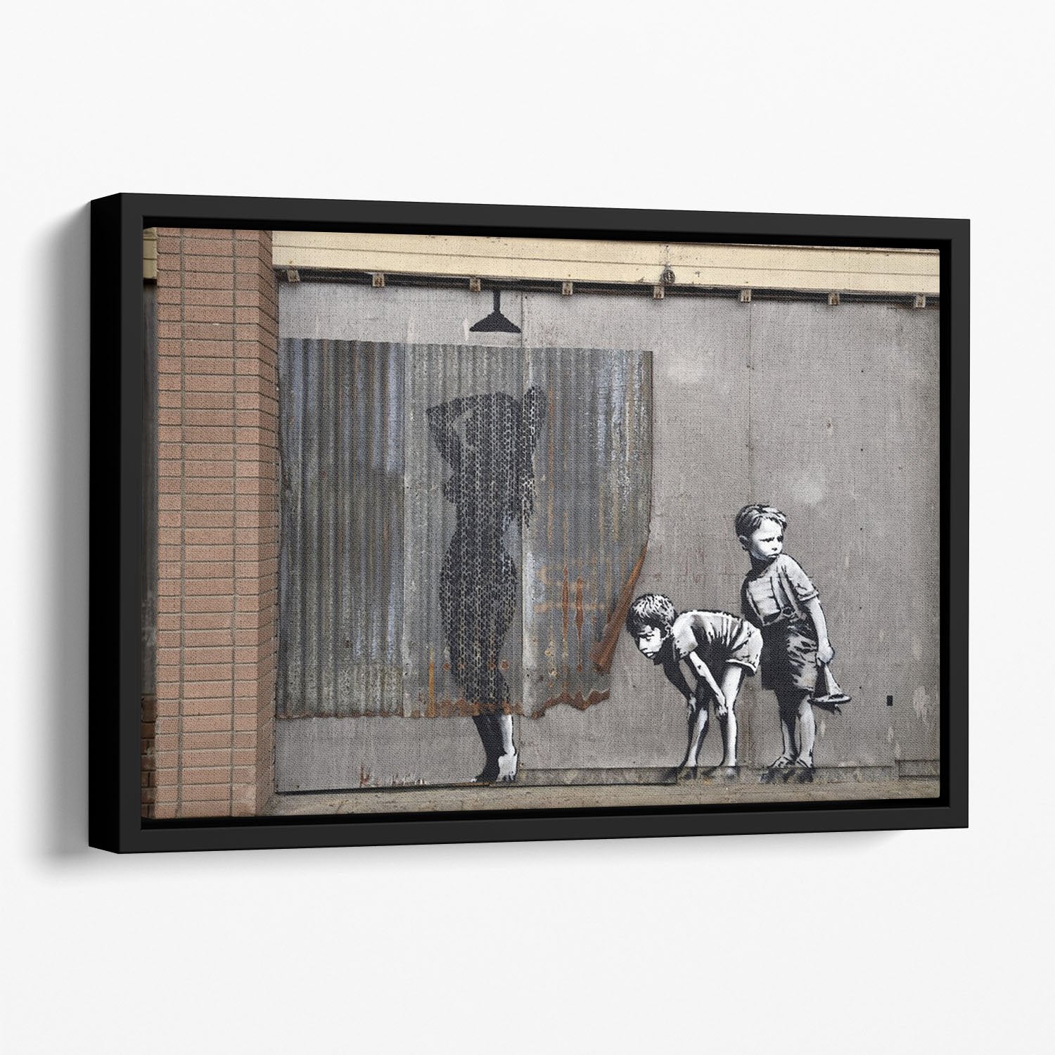 Banksy Woman In Shower Floating Framed Canvas
