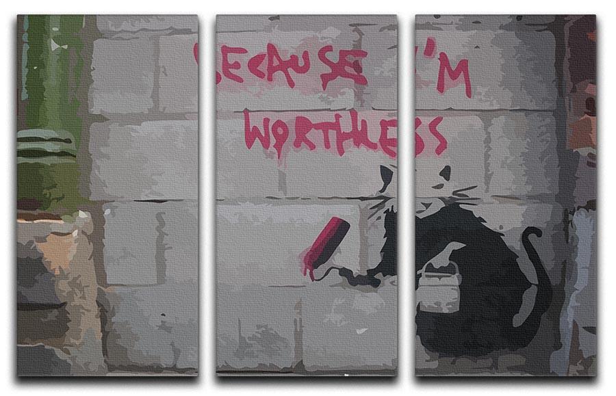 Banksy Worthless Rat 3 Split Panel Canvas Print - Canvas Art Rocks - 4