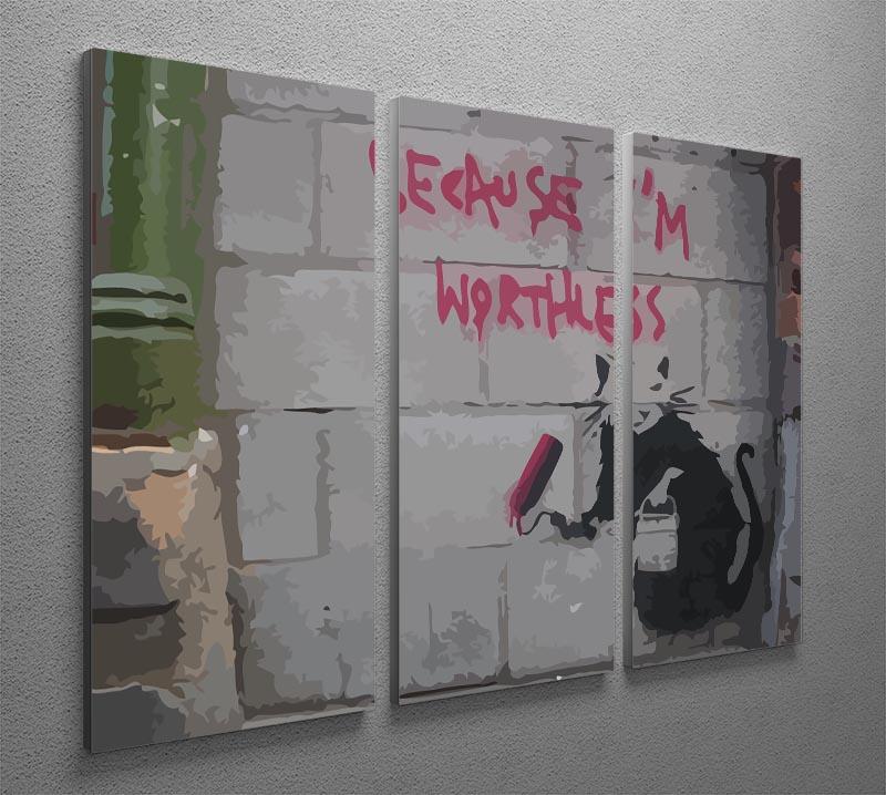 Banksy Worthless Rat 3 Split Panel Canvas Print - Canvas Art Rocks - 4