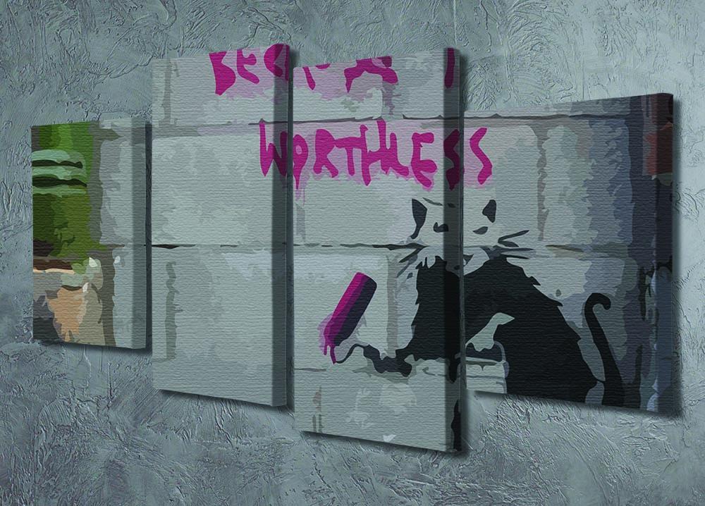 Banksy Worthless Rat 4 Split Panel Canvas - Canvas Art Rocks - 2