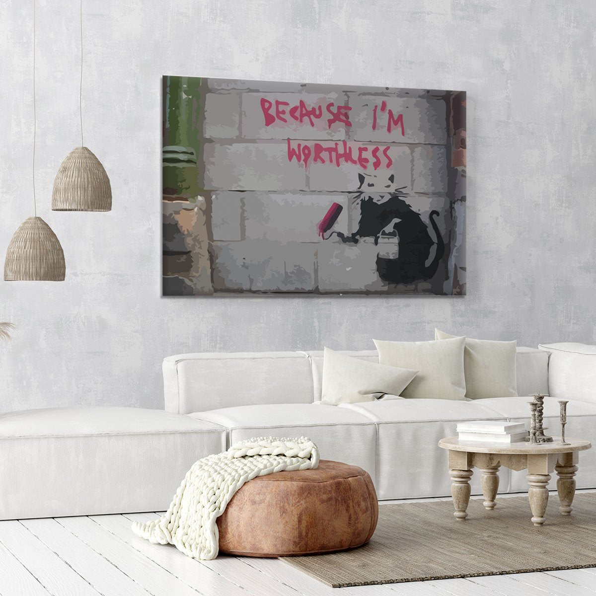 Banksy Worthless Rat Canvas Print or Poster