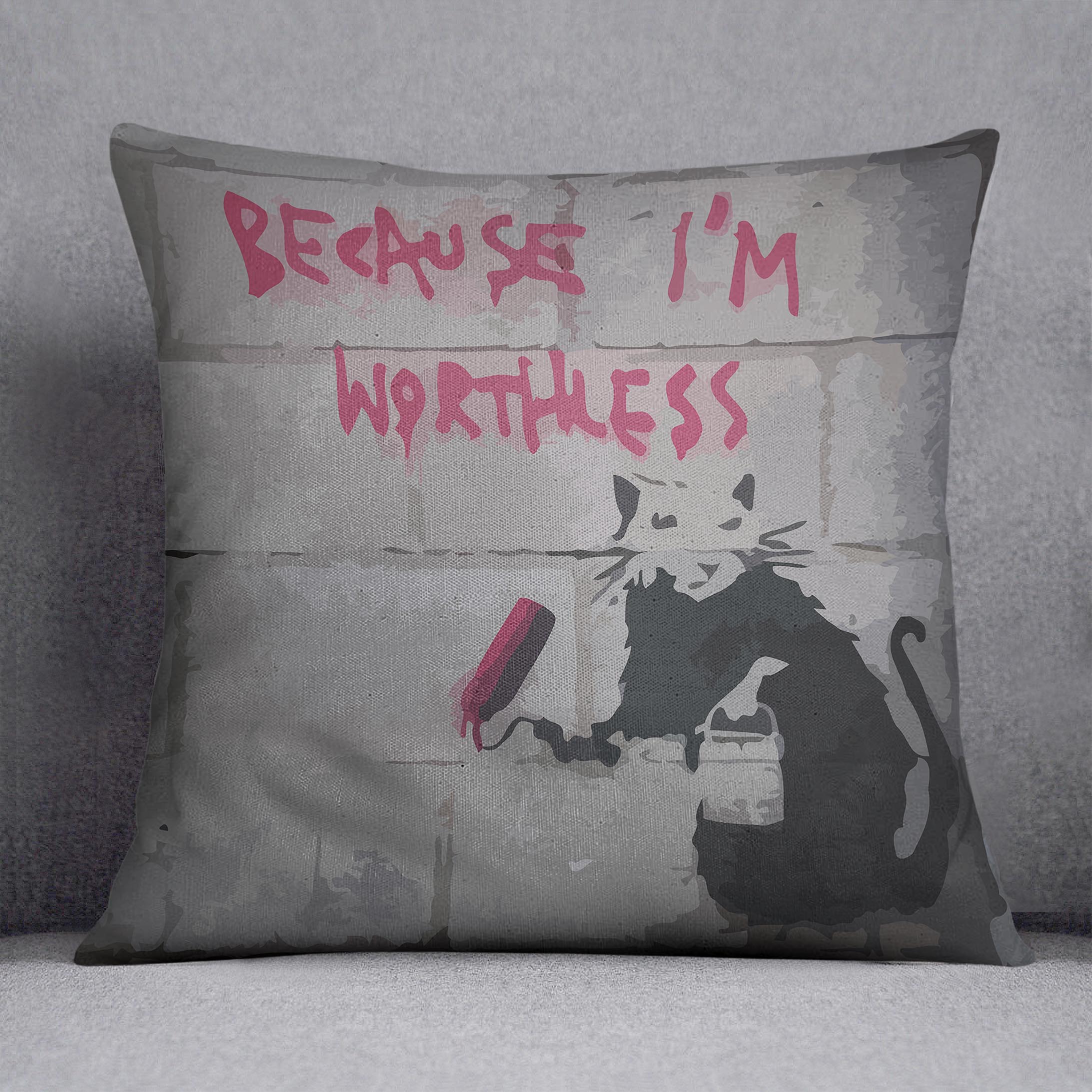 Banksy Worthless Rat Cushion