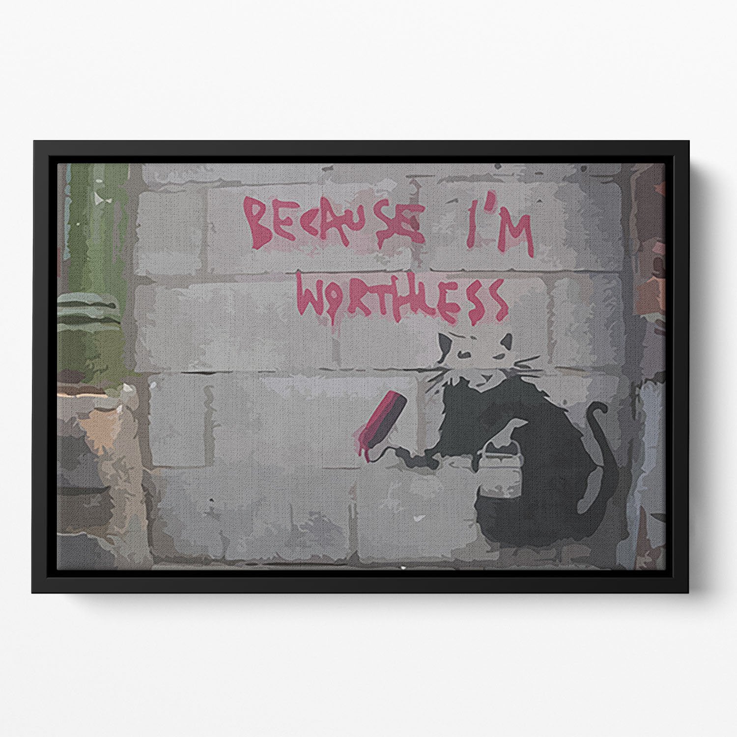 Banksy Worthless Rat Floating Framed Canvas
