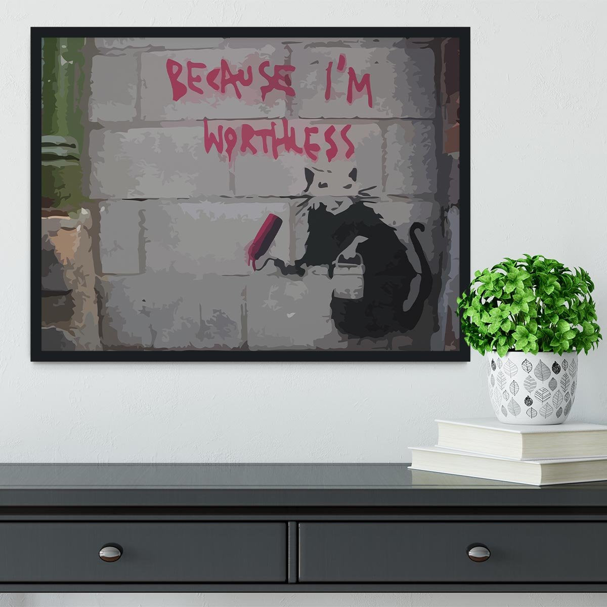 Banksy Worthless Rat Framed Print - Canvas Art Rocks - 2