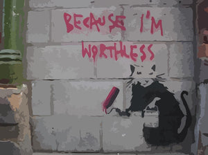 Banksy Worthless Rat Wall Mural Wallpaper - Canvas Art Rocks - 1