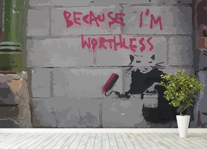 Banksy Worthless Rat Wall Mural Wallpaper - Canvas Art Rocks - 4
