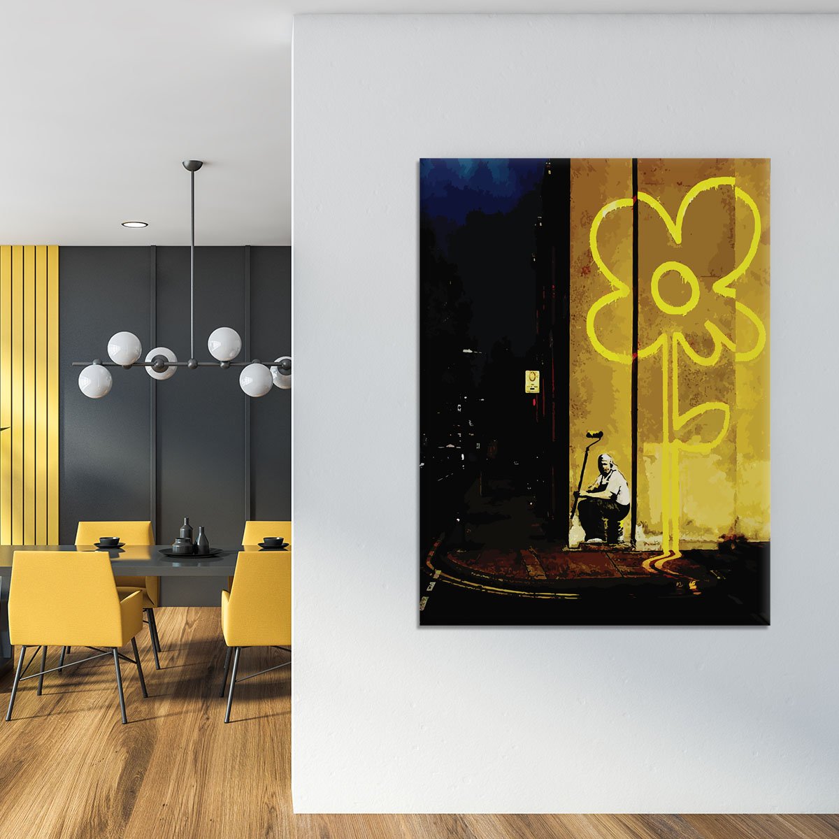 Banksy Yellow Lines Canvas Print or Poster