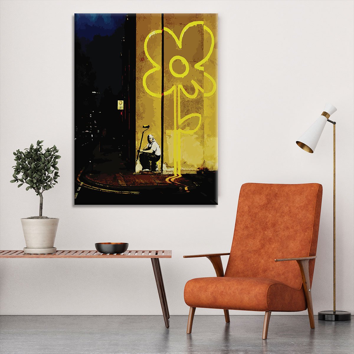 Banksy Yellow Lines Canvas Print or Poster