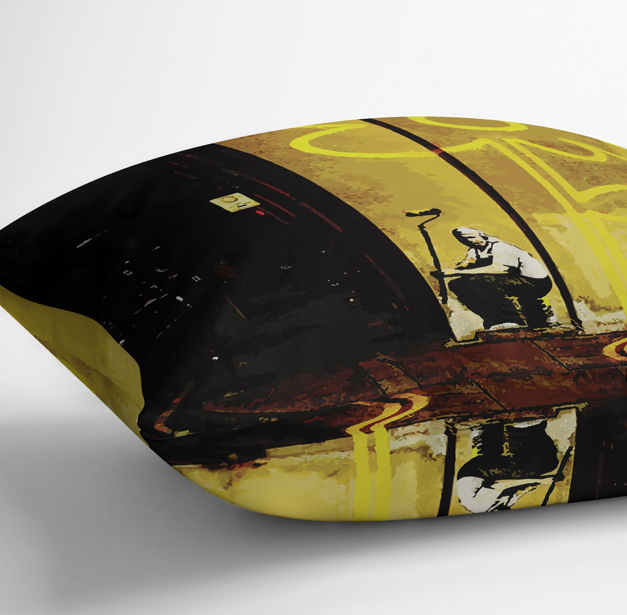 Banksy Yellow Lines Cushion - Canvas Art Rocks - 3