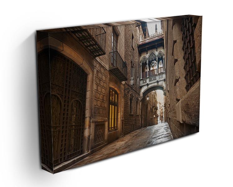 Barcelona Gothic quarter Carrer del Bisbe Canvas Print or Poster - Canvas Art Rocks - 3