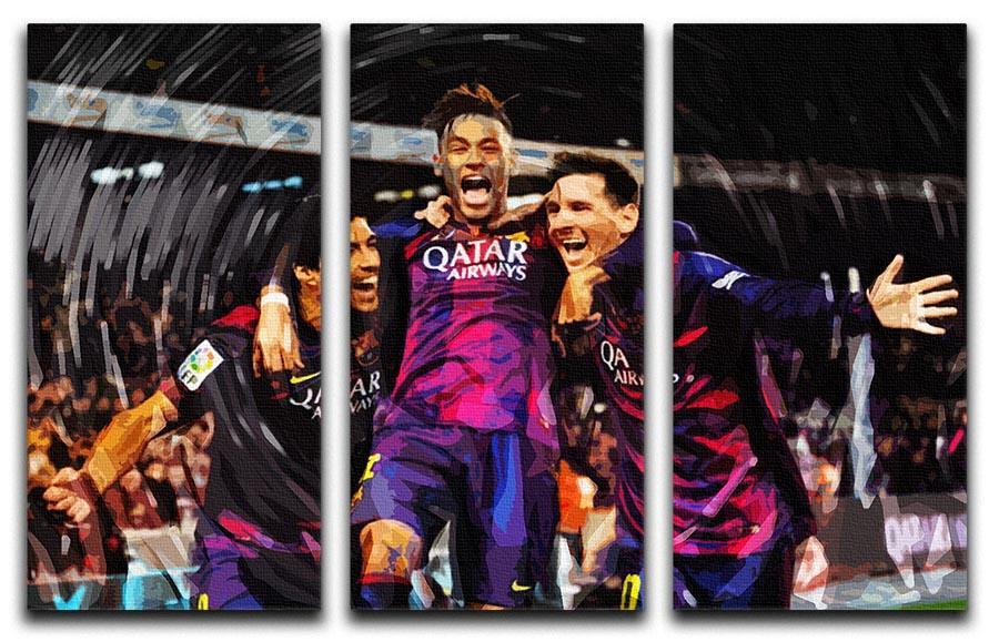 Barcelona Suarez Messi Neymar 3 Split Panel Canvas Print - Canvas Art Rocks - 1