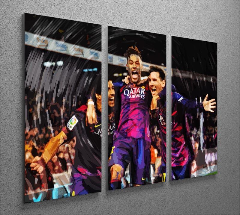 Barcelona Suarez Messi Neymar 3 Split Panel Canvas Print - Canvas Art Rocks - 2