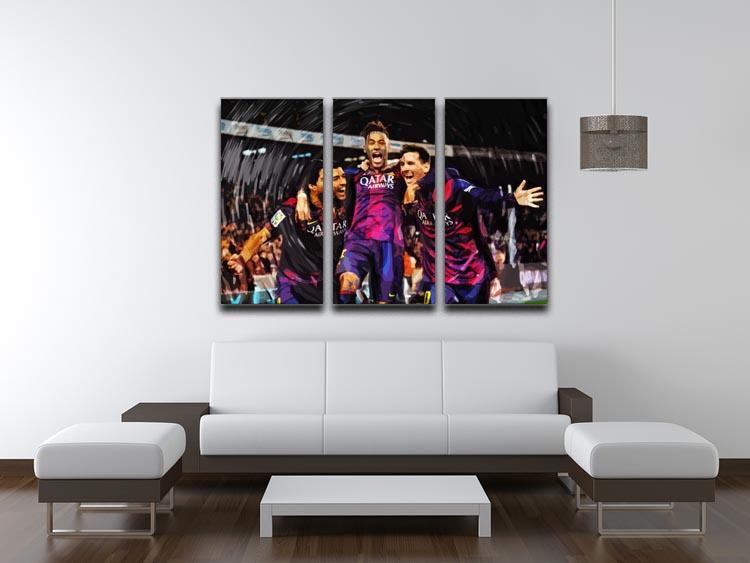Barcelona Suarez Messi Neymar 3 Split Panel Canvas Print - Canvas Art Rocks - 3
