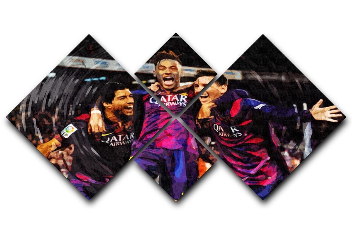 Barcelona Suarez Messi Neymar 4 Square Multi Panel Canvas  - Canvas Art Rocks - 1