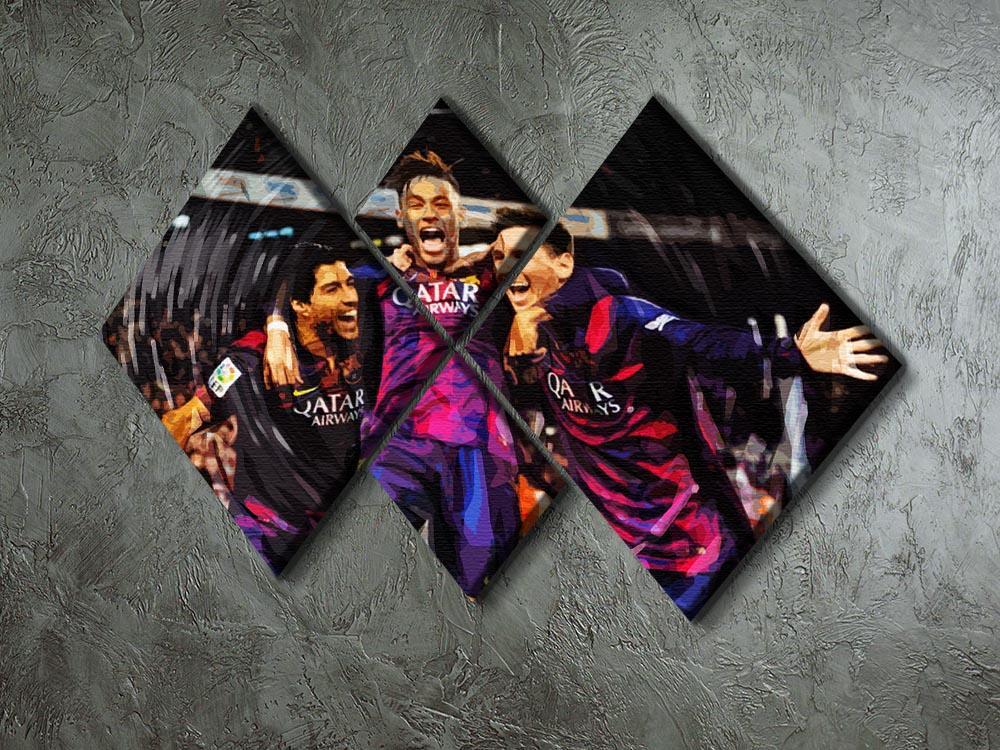 Barcelona Suarez Messi Neymar 4 Square Multi Panel Canvas - Canvas Art Rocks - 2