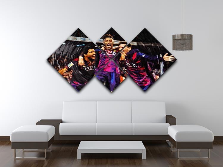 Barcelona Suarez Messi Neymar 4 Square Multi Panel Canvas - Canvas Art Rocks - 3